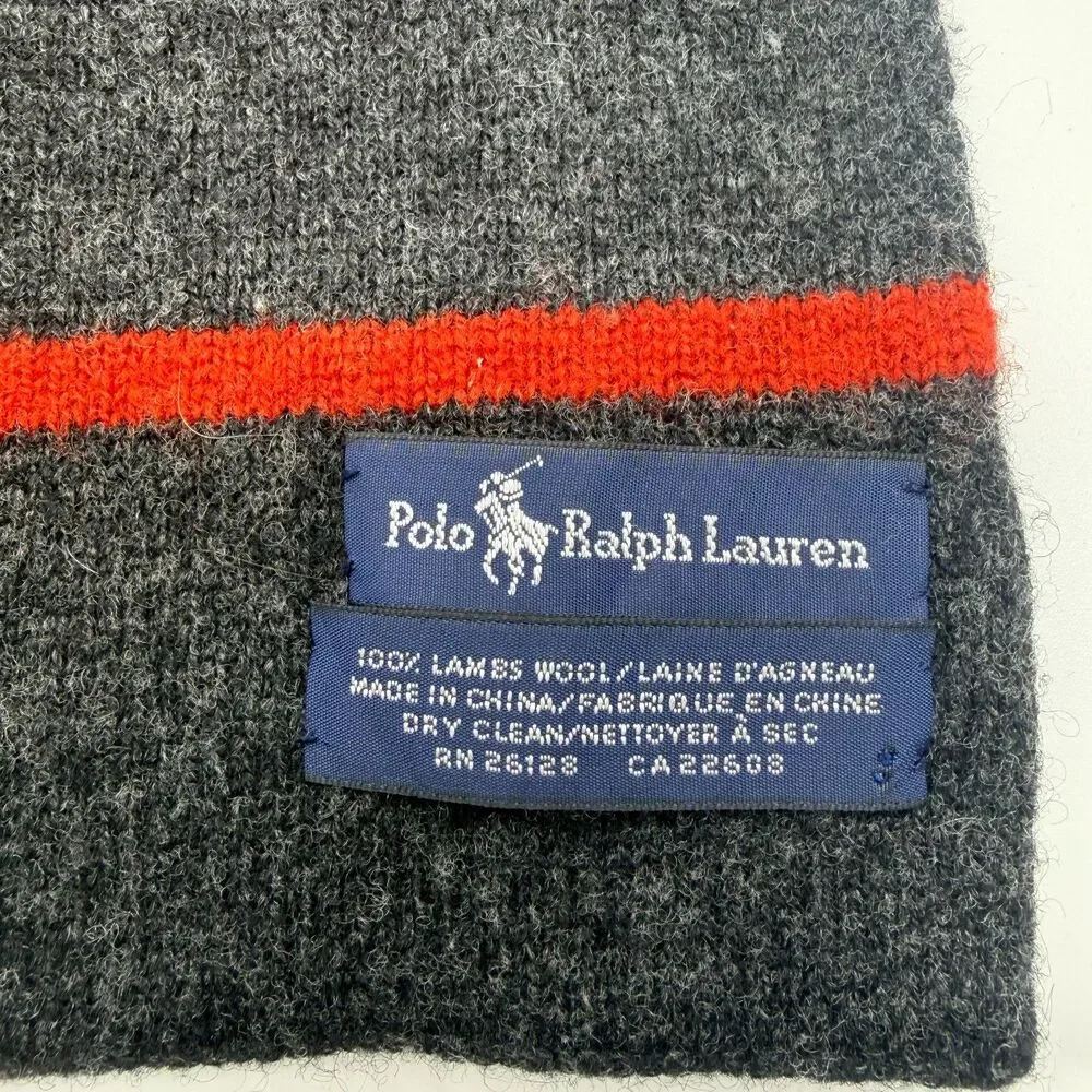 Polo Ralph Lauren Lambswool Striped Scarf - Gray/Red